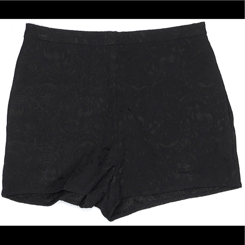 High waisted, black, printed shorts